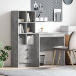 vidaXL Bureau avec Rangement Gris Béton Bois d'Ingénierie