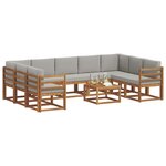 vidaXL Ensemble de canapés d'extérieur 10 pc Gris Naturel et Clair