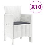 vidaXL Ensemble de salle à manger 11 pièces avec coussins Blanc Poly Rattan