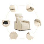 vidaXL Fauteuil inclinable électrique Crème Tissu