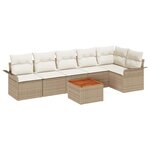 vidaXL Ensemble de canapé de jardin 7 Pièces Beige et crème polyrotin