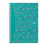 Cahier spirale oxford flowers - a5 14 8 x 21 cm - blanc ligné - 120 pages - lot de 5