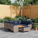 vidaXL Ensembles de meubles 7 Pièces Gris et bleu marine Rotin PE