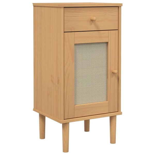 vidaXL Table de chevet SENJA aspect de rotin marron bois de pin massif
