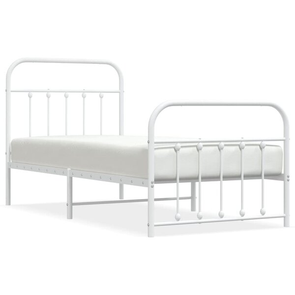 vidaXL Cadre de lit métal avec tête de lit/pied de lit blanc 90x190 cm