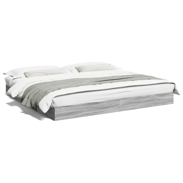 vidaXL Cadre de lit sans matelas sonoma gris 200x200 cm