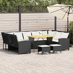 vidaXL Salon de jardin 4 Pièces avec coussins noir résine tressée