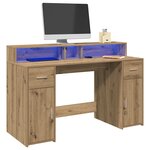 vidaXL Bureau avec lumières LED chêne artisanal bois d'ingénierie