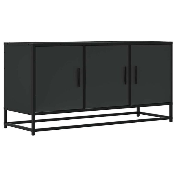 vidaXL Meuble TV noir 100x35x50 cm bois d'ingénierie et métal