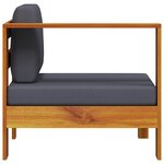 vidaXL Canapé central avec 1 accoudoir Gris foncé Acacia solide