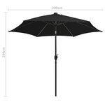 vidaXL Parasol de jardin avec lumières LED et mât en aluminium noir