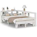 vidaXL Lit bibliothèque sans matelas blanc 120x200 cm bois pin massif