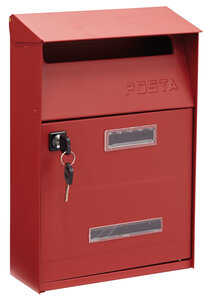 Boîte aux Lettres en Acier  Up D-2006/R  Fenêtres Transparentes  Rouge