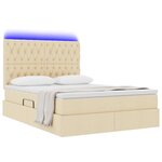 vidaXL Lit avec des lumières à LED Crème 140 x 190 cm tissu