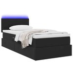 vidaXL Lit avec rangement et LED avec matelas Noir 90 x 190 cm Velours