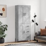 vidaXL Buffet haut Gris béton 69 5x34x180 cm Bois d'ingénierie