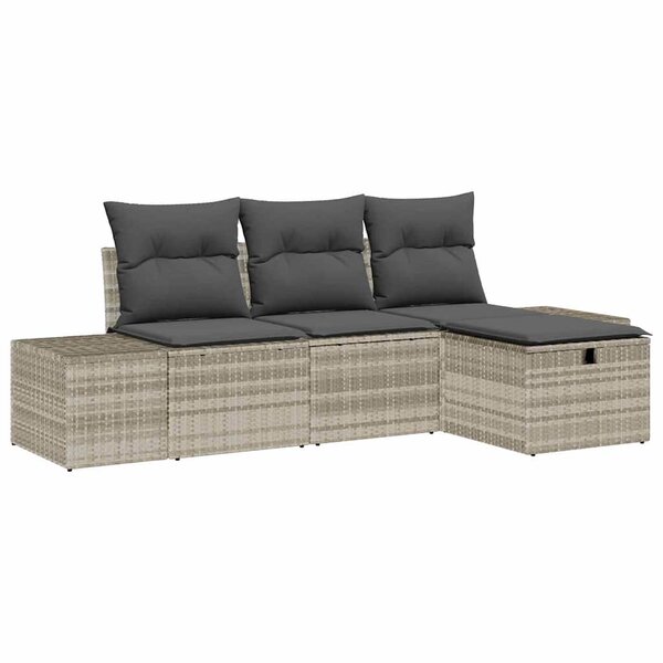 vidaXL Ensemble de canapé de jardin 4 Pièces Gris clair 55 x 62 x 69 cm