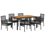 vidaXL Ensemble de salle à manger pour jardin 7 Pièces Noir Poly rotin
