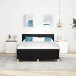 vidaXL Lit à ressorts noir 160x200 cm en tissu avec matelas