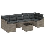 vidaXL Ensemble de canapé de jardin 8 pièces avec coussins gris poly rotin