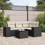 vidaXL Salon de jardin 5 Pièces avec coussins noir résine tressée