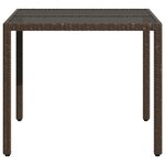 vidaXL Table de jardin avec dessus en verre marron résine tressée