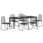 vidaXL Ensemble de salle à manger pour jardin 7 Pièces Noir