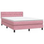 vidaXL Sommier à lattes de lit avec matelas rose 140x220 cm velours