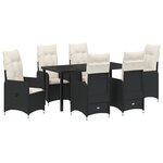 vidaXL Set de repas de jardin 7 pièces avec coussins en rotin noir