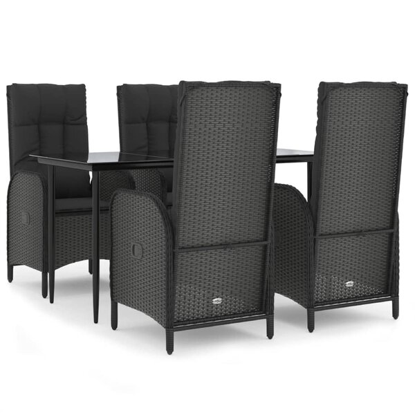 vidaXL Ensemble à manger de jardin coussins 5Pièces Noir Résine tressée