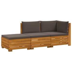 vidaXL Ensemble de canapés d'extérieur avec coussin 3 Pièce Marron