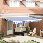 vidaXL Store Rétractable Automatique Bleu et Blanc 450x300 cm