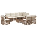 vidaXL Ensemble de canapé de jardin 9 Pièces Beige polyrotin