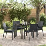 vidaXL Ensemble de salle à manger de jardin 5 pièces avec coussins en poly rotin noir