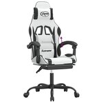 vidaXL Chaise de jeu avec repose-pied Blanc et noir Similicuir