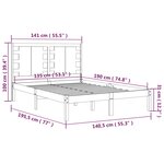 vidaXL Cadre de lit bois massif 135x190 cm double