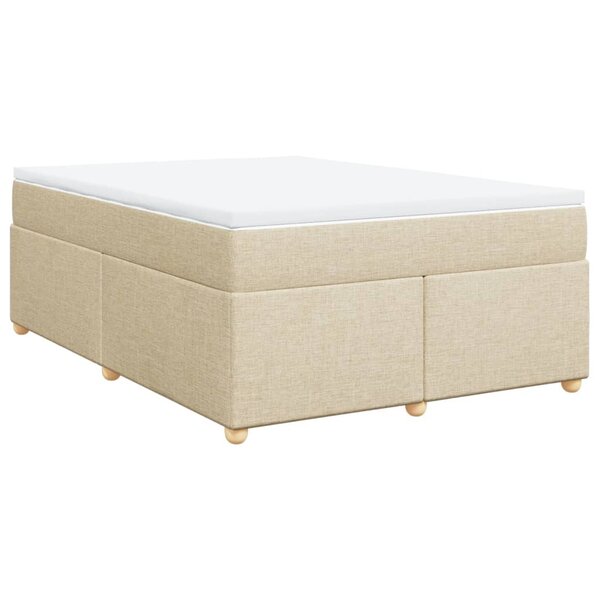 vidaXL Sommier à lattes de lit avec matelas Crème 140x200 cm Tissu