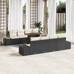 vidaXL Ensemble de canapé de jardin 9 Pièces Noir Poly rotin