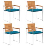 vidaXL Chaises de jardin lot de 4 avec coussins Bois d'acacia massif