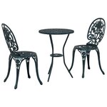 Ensemble bistro de jardin 3 pièces vidaXL vert en alu moulé