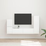 vidaXL Ensemble meuble TV 4 Pièces Blanc brillant Bois d'ingénierie