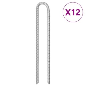 vidaXL Piquets de tente 12Pièces forme de U 41 5 cm Ø12mm acier galvanisé