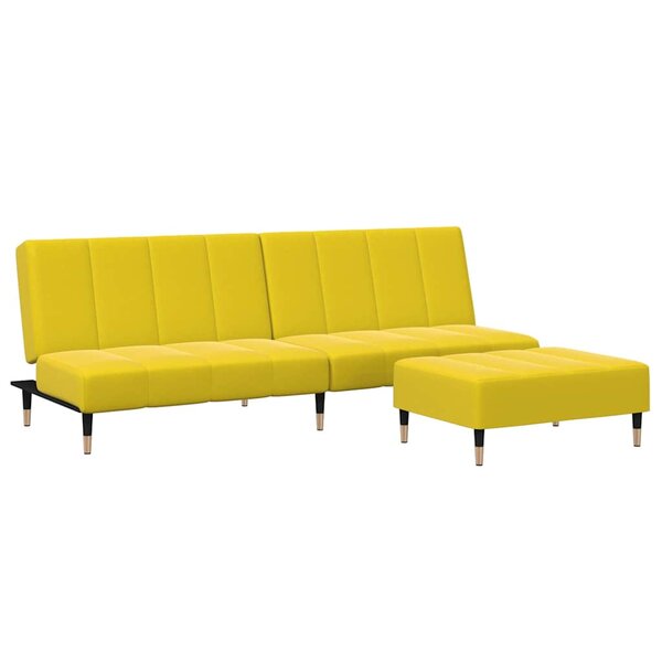 vidaXL Canapé-lit à 2 places avec repose-pied jaune velours