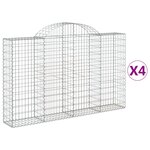 vidaXL Paniers à gabions arqués 4 Pièces 200x30x120/140 cm Fer galvanisé
