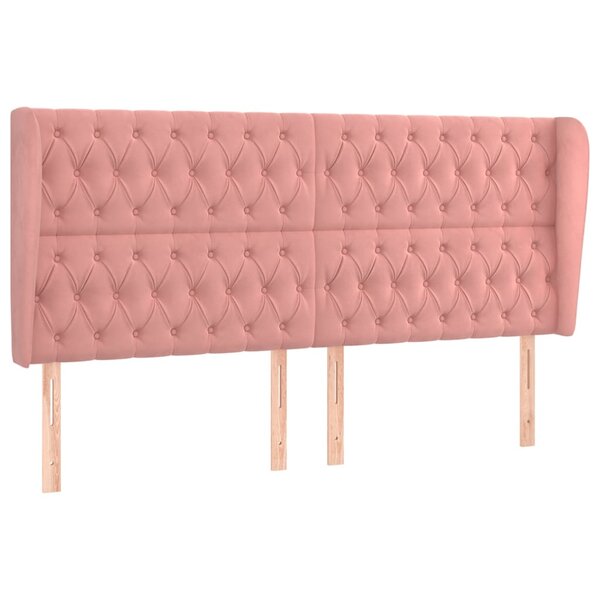 vidaXL Tête de lit avec oreilles Rose 203x23x118/128 cm Velours