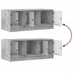 vidaXL Table basse avec portes en verre gris béton 102x50x42 cm