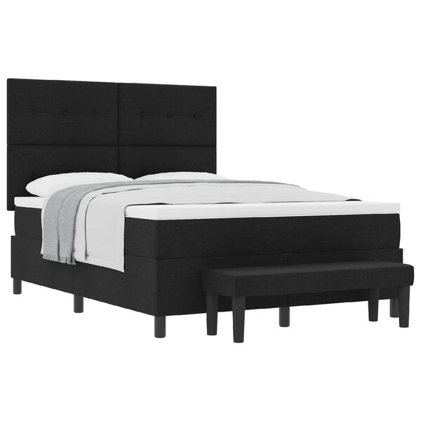 vidaXL Lit à ressorts avec matelas Noir 140 x 190 cm tissu