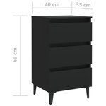 vidaXL Table de chevet avec pieds en métal noir 40x35x69 cm