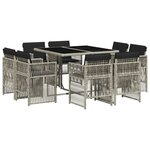 vidaXL Ensemble à manger de jardin et coussins 9 Pièces gris clair rotin