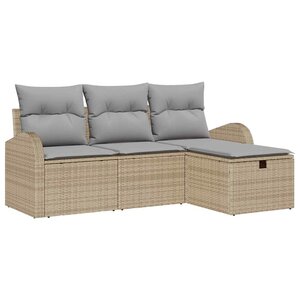 vidaXL Ensemble de canapé de jardin 4 Pièces Beige Poly rotin